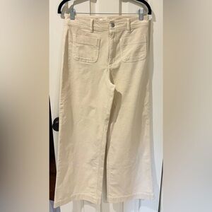 Never worn wide leg Mango corduroy pants in cream whitish color